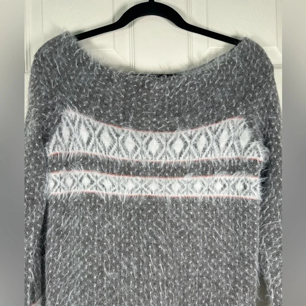 Sleeping on Snow Wool Blend Off the Shoulder Tunic Nordic Sweater Womens Small